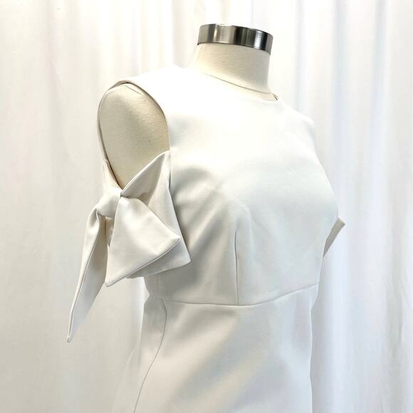 NEW Milly Womens 12 Tie Mod Dress White Cold Shoulder‎ Wedding Bridal Elopement - Picture 4 of 13